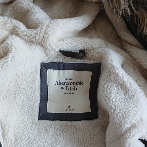 a&f ♡ fur lined parka y2k vintage hood green cargo utility abercrombie and fitch - Picture 7 of 13